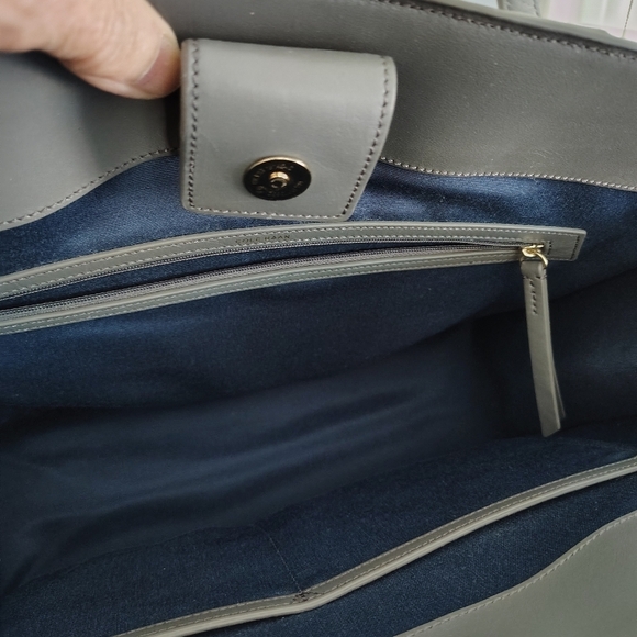 Cole Haan Grey Leather Vesty Tote Satchel Bag - Picture 9 of 10